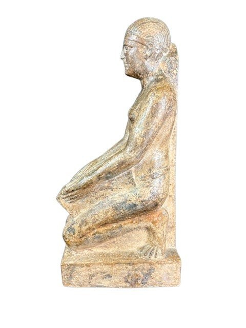Scultura in terracotta raffigurante lo scriba seduto-photo-3