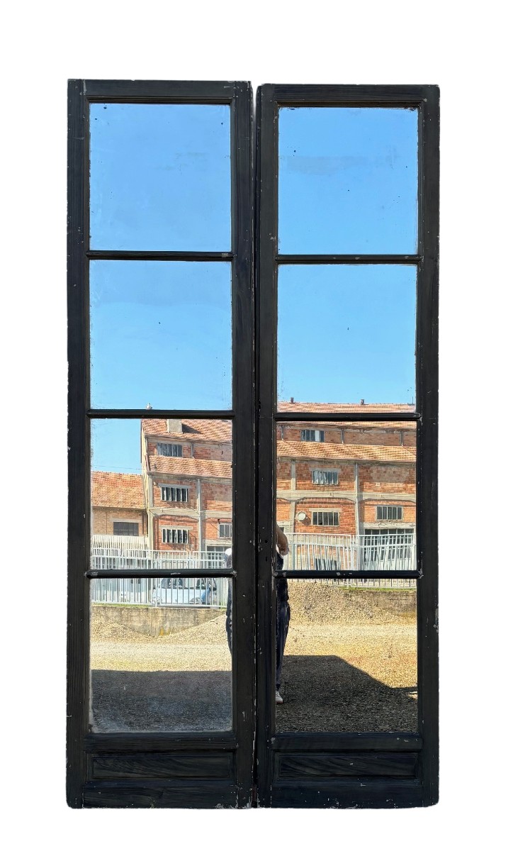 Grande porta francese con retro con specchi-photo-3