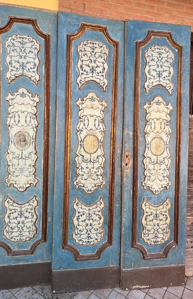 Serie di 4 porte dipinte e decorate di ambito napoletano -photo-1