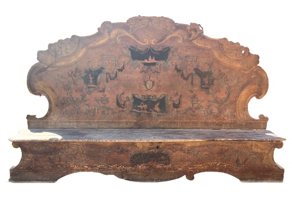 Coppia di panche da palazzo in legno dipinto -photo-2