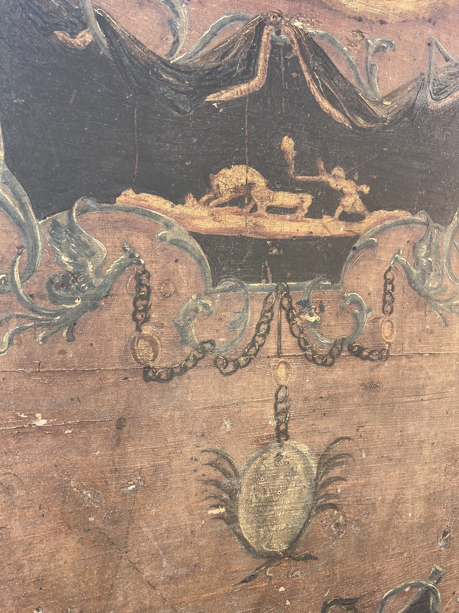 Coppia di panche da palazzo in legno dipinto -photo-1