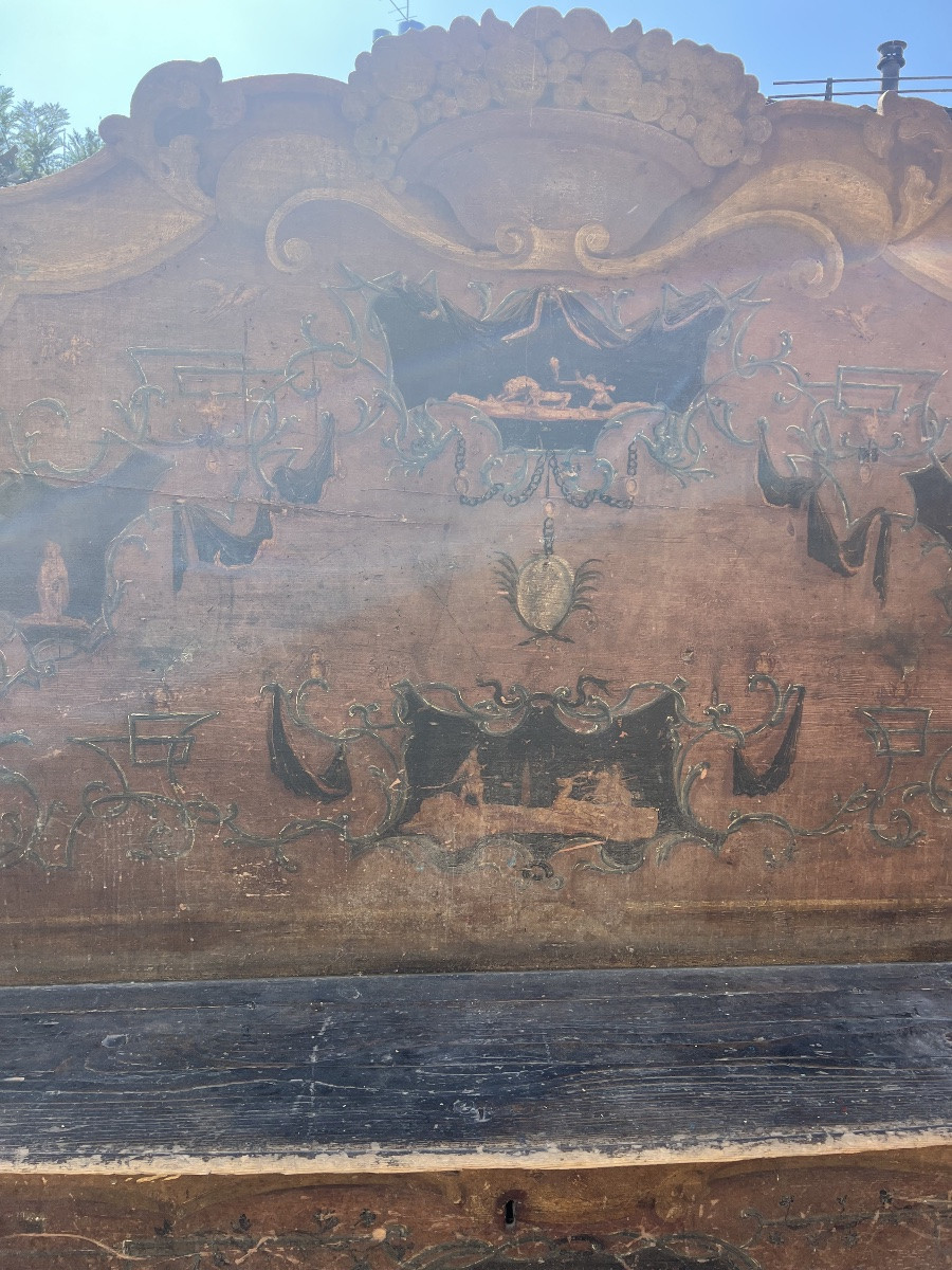 Coppia di panche da palazzo in legno dipinto -photo-2