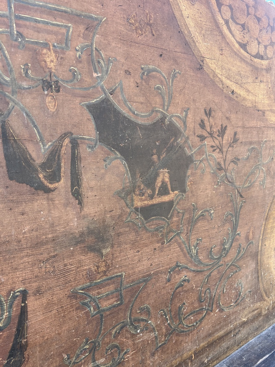 Coppia di panche da palazzo in legno dipinto -photo-3