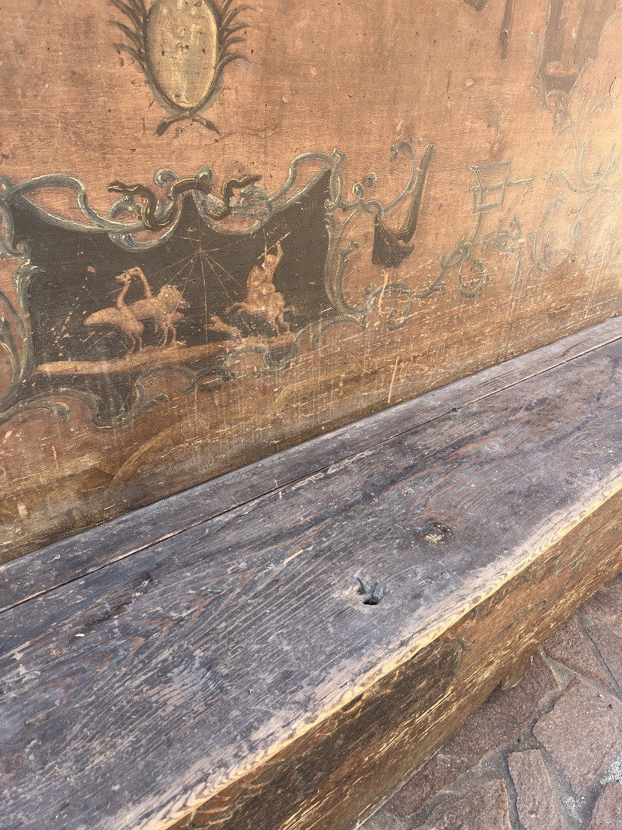 Coppia di panche da palazzo in legno dipinto -photo-7