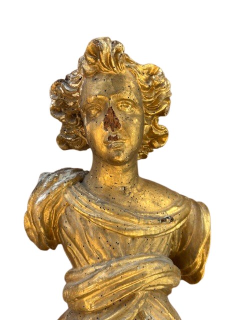 scultura in legno dorato raffigurante un angelo-photo-2