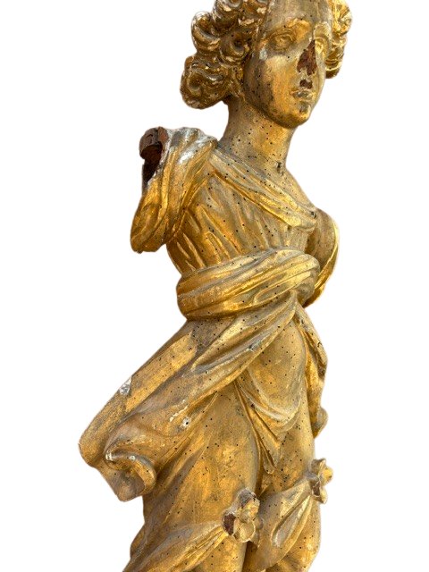 scultura in legno dorato raffigurante un angelo-photo-3