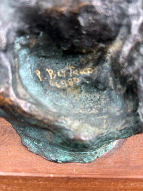 Scultura in bronzo firmata e datata "Piero Bertacco 1980"-photo-3