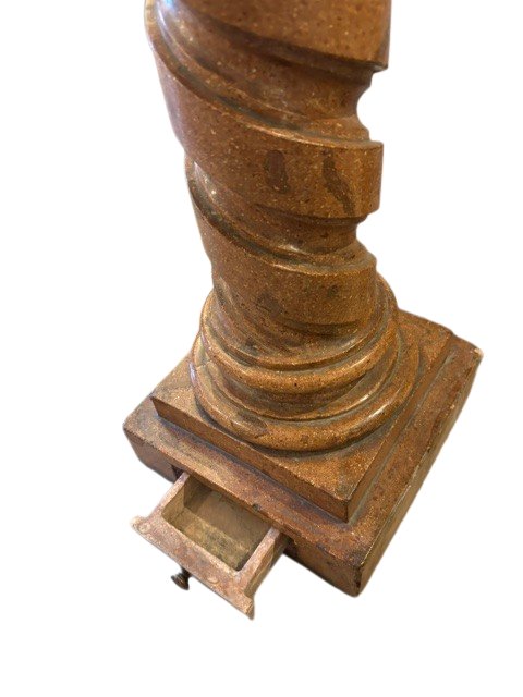 colonna in scagliola dipinta a finto porfido con scanalature a torciglione-photo-3