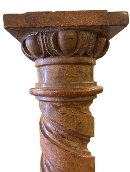 colonna in scagliola dipinta a finto porfido con scanalature a torciglione-photo-4