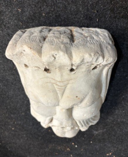 Mascherone da fontana in marmo bianco-photo-4
