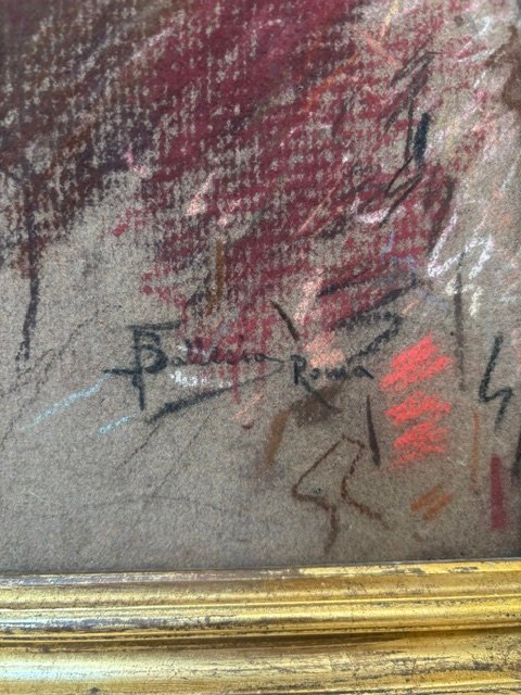 Profilo di cardinale, pastello su cartoncino firmato "F. Ballesio Roma"-photo-3