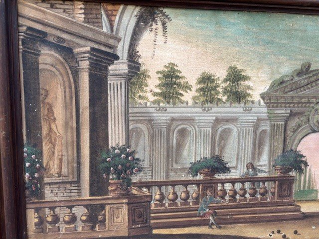 Coppia di  dipinti a tempera con cornici coeve-photo-3