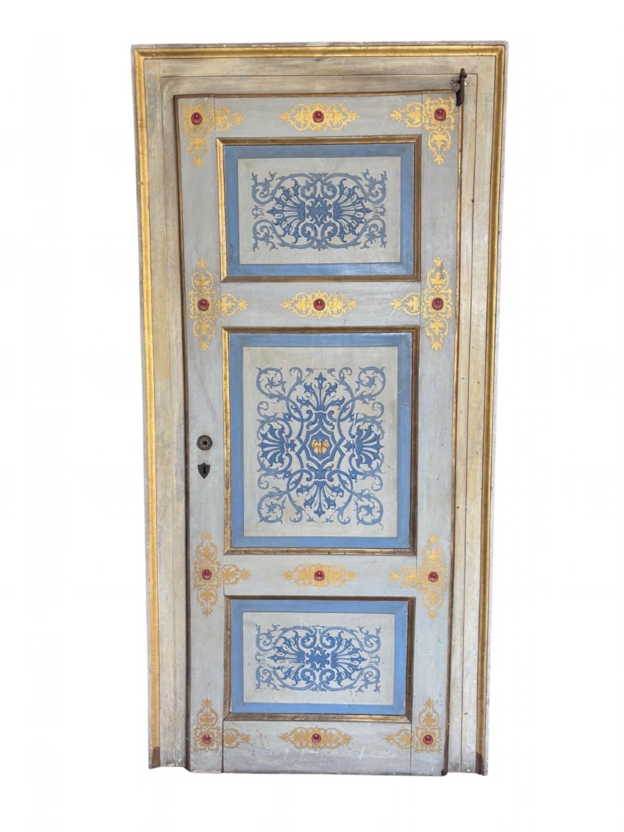 Coppia di porte in legno dipinto-photo-3