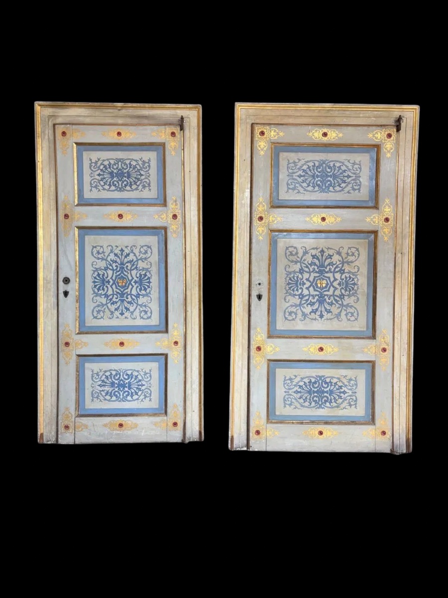 Coppia di porte in legno dipinto-photo-4
