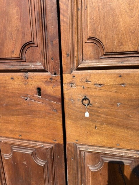 Porta a 2 battenti in noce con formelle con ferramenta originali , Umbria-photo-3