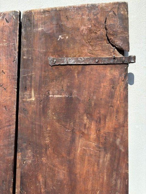 Porta a 2 battenti in noce con formelle con ferramenta originali , Umbria-photo-2