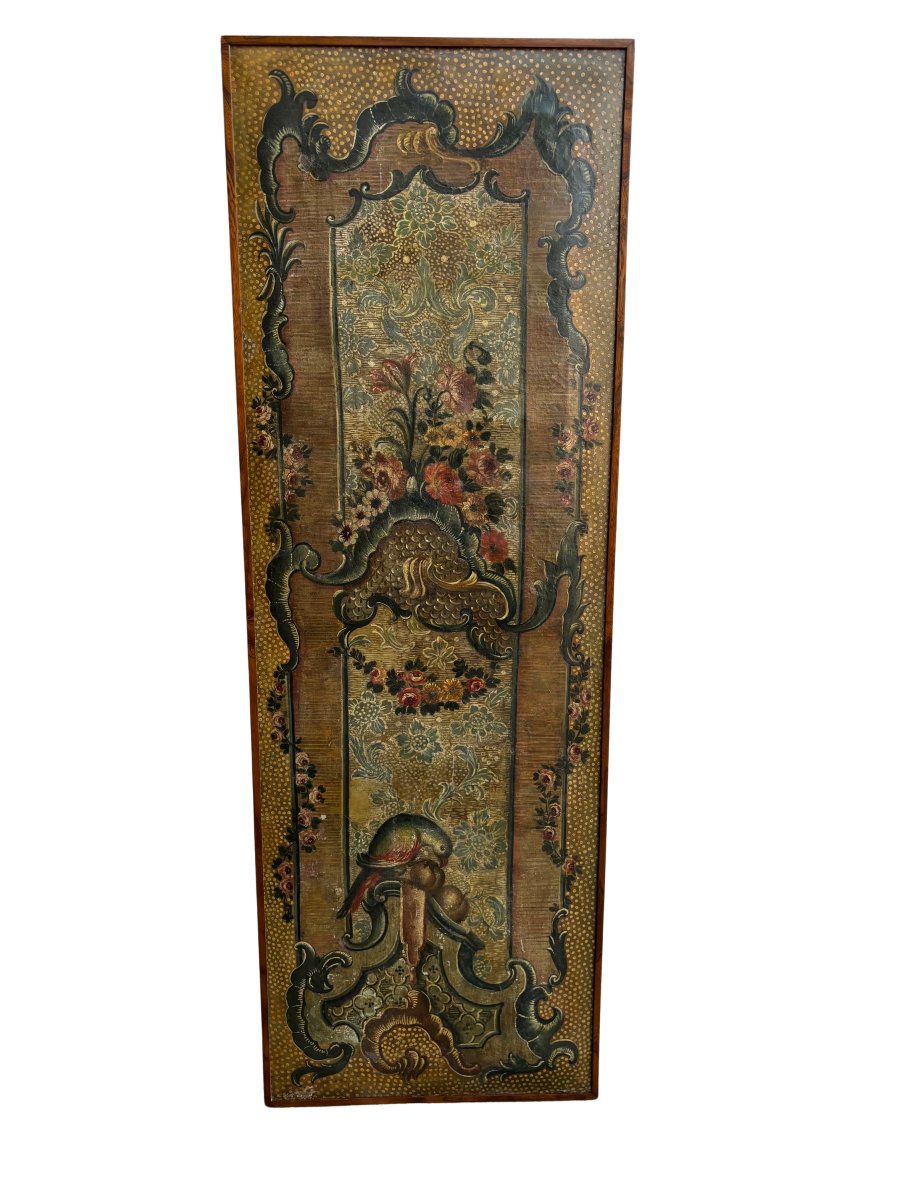 Pannello in cuoio dipinto