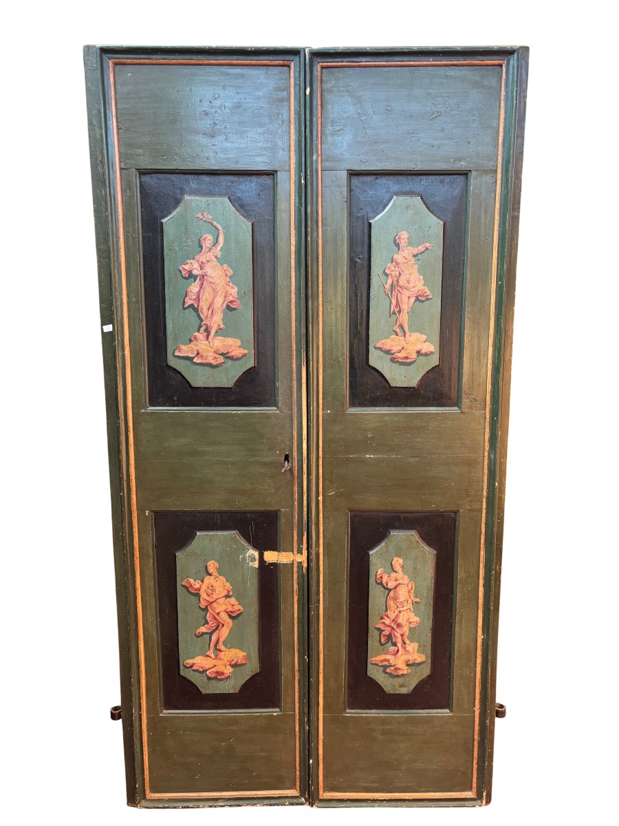 Porta a 2 ante dipinta e decorata con figure