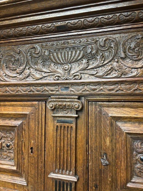 grande credenza francese in rovere scolpito con decori ebanizzati-photo-2
