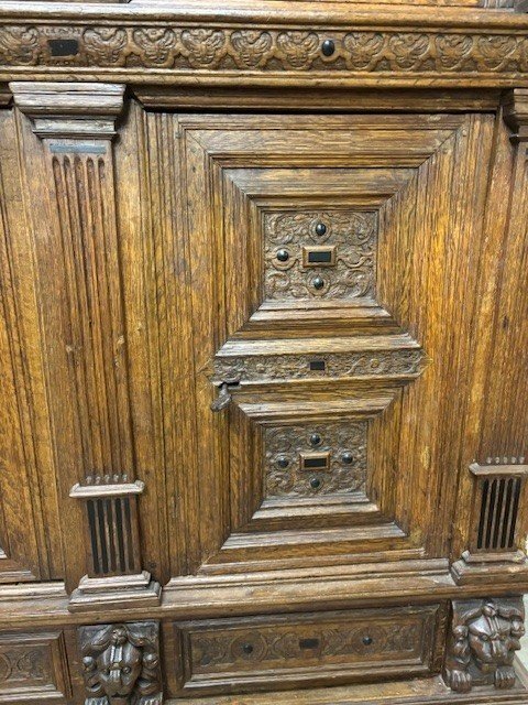 grande credenza francese in rovere scolpito con decori ebanizzati-photo-3