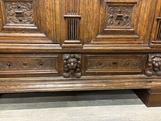 grande credenza francese in rovere scolpito con decori ebanizzati-photo-1
