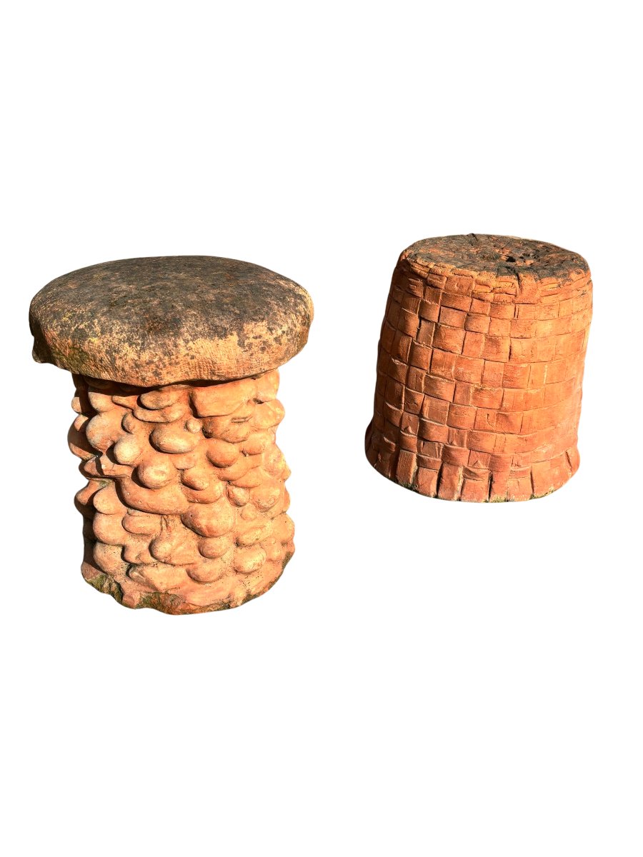 2 sedili in terracotta di manifattura toscana