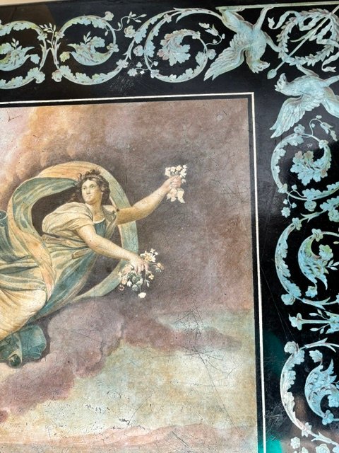 Pannello in scagliola dipinta raffigurante il Carro di Aurora-photo-2
