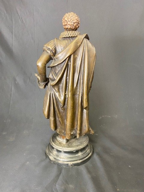 Scultura raffigurante Cervantes in antimonio, sulla base marchio di fabbrica di fonderia-photo-3