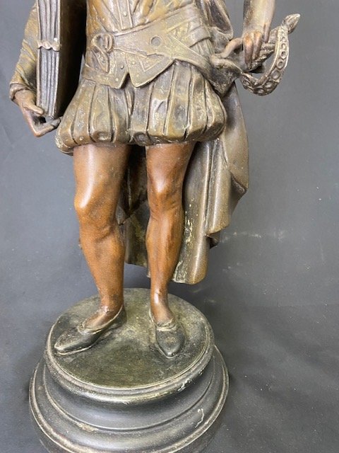 Scultura raffigurante Cervantes in antimonio, sulla base marchio di fabbrica di fonderia-photo-4