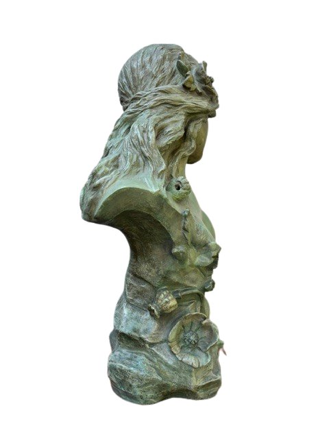 "Fleur de pavot" busto marcato  "Shumacher's Marmorguss"-photo-2