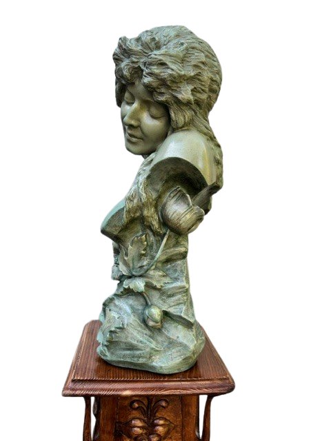 "Fleur de pavot" busto marcato  "Shumacher's Marmorguss"-photo-4
