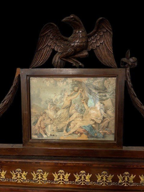Consolle napoletana in mogano con piano in marmo cipollino e fregi in bronzo dorato-photo-4