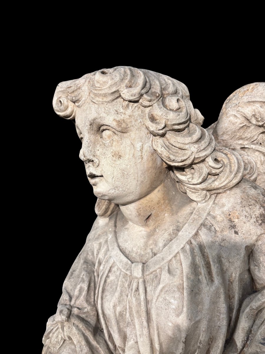 coppia di sculture in pietra raffiguranti angeli-photo-3