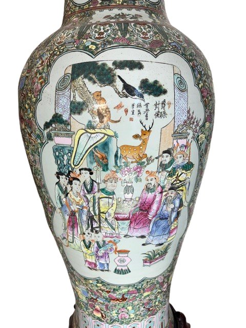 Coppia di vasi in porcellana policreoma, Cina-photo-2