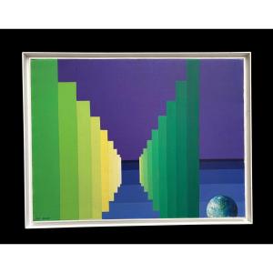 Dipinto su tela "Dinamica della luce n° 2 Orio Silvani 1970 Parma "