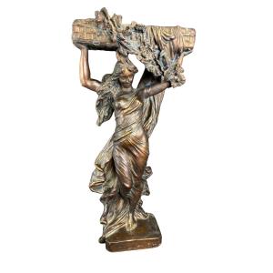 Fioriera in terracotta dipinta color bronzo