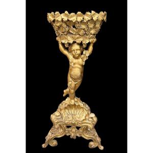 Fioriera in legno intagliato e dorato