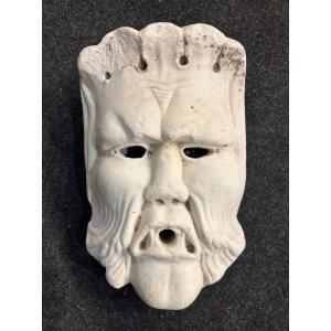 Mascherone da fontana in marmo bianco