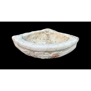 lavamani toscano ad angolo in marmo bianco