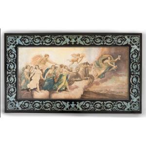 Pannello in scagliola dipinta raffigurante il Carro di Aurora