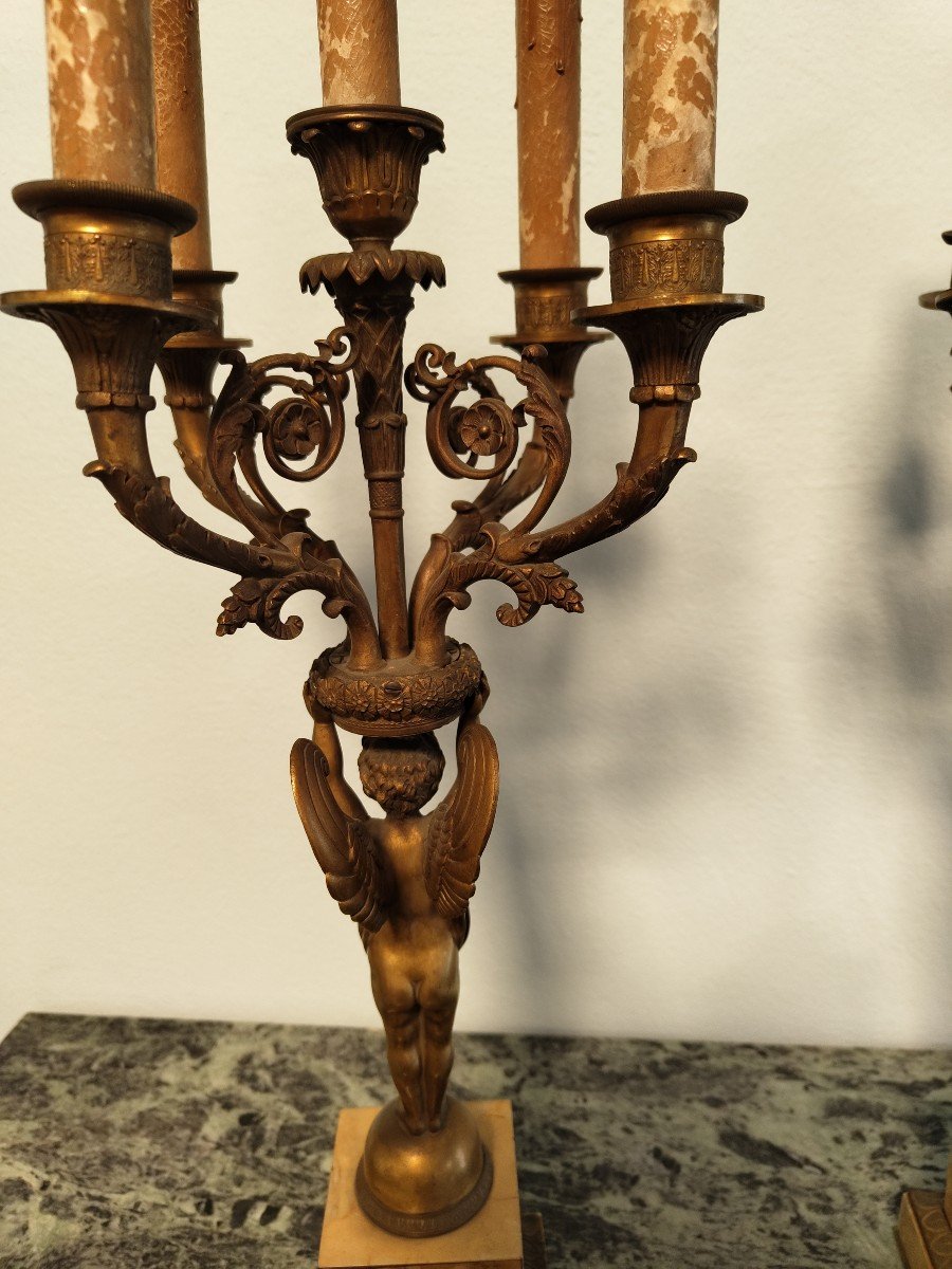Coppia candelabri in bronzo dorato-photo-3