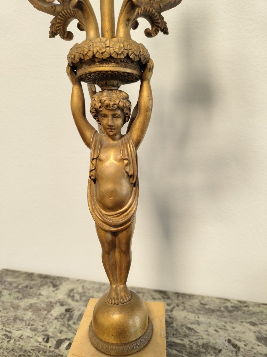 Coppia candelabri in bronzo dorato-photo-1