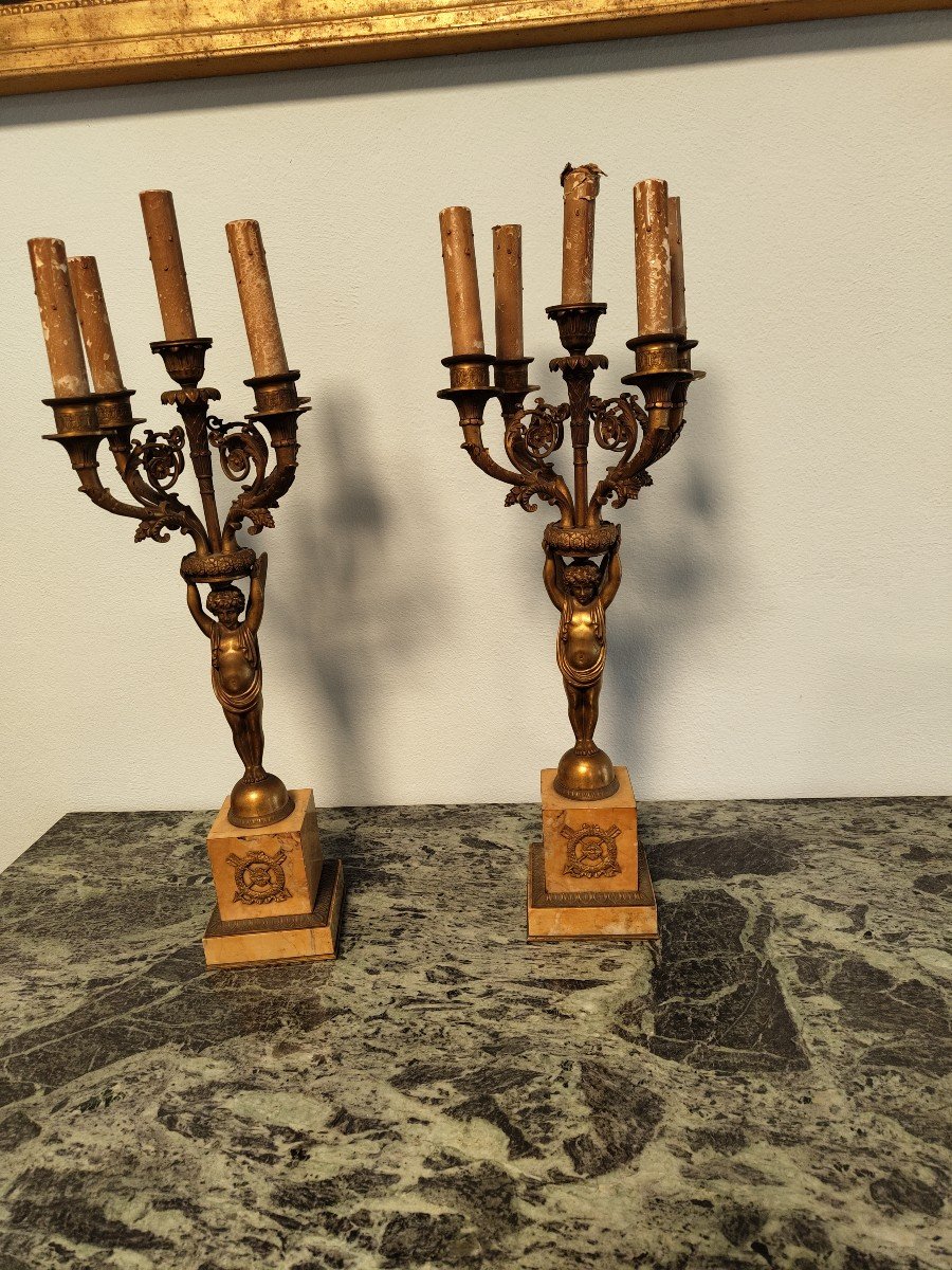 Coppia candelabri in bronzo dorato-photo-4