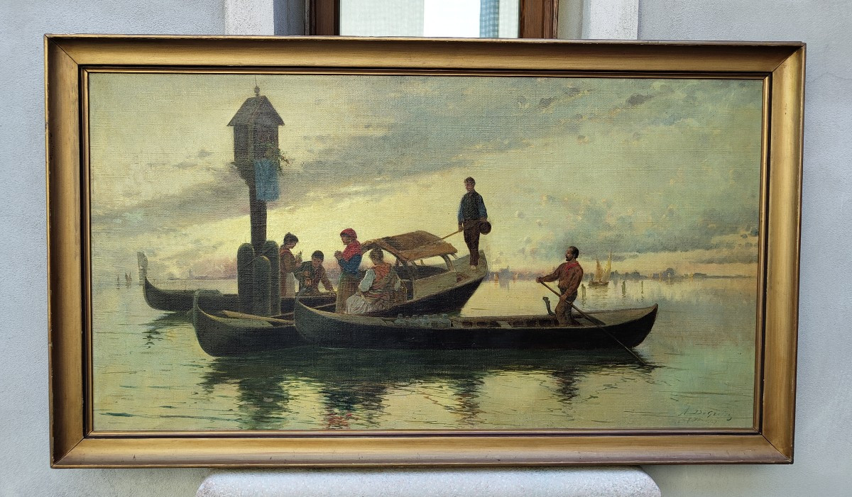 Dipinto olio su tela Adelchi De Grossi -photo-2