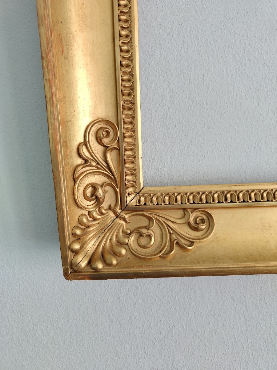 Cornice in legno dorato a foglia XIX sec.-photo-2