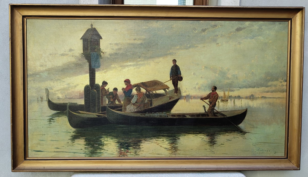 Dipinto olio su tela "Adelchi De Grossi"-photo-3