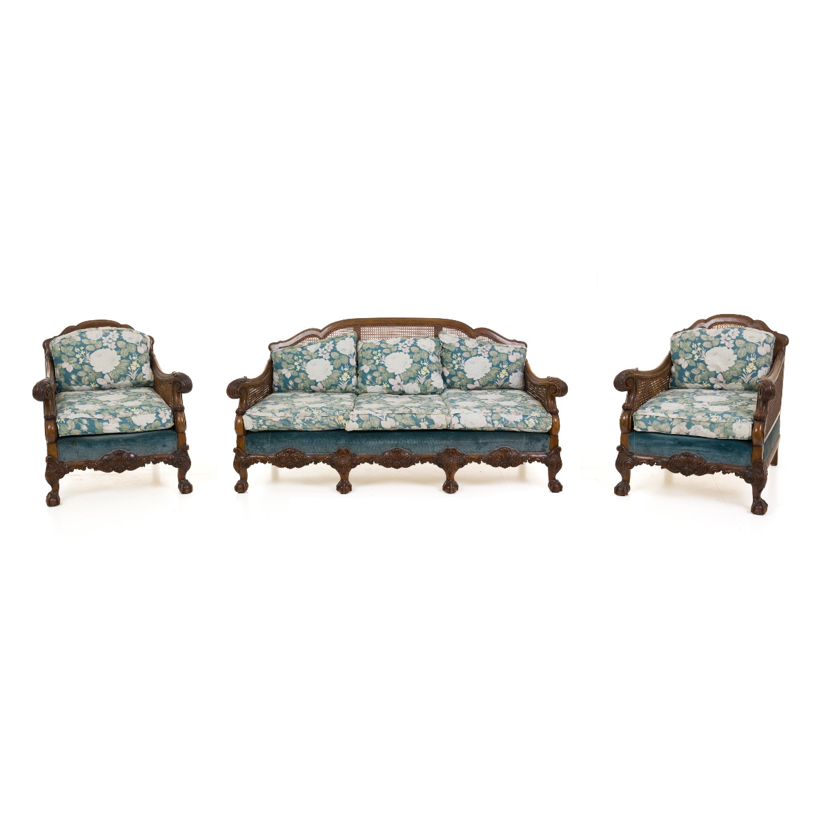 Divano e due poltrone in stile Chippendale