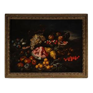 Bartolomeo Bimbi (firenze 1648 - 1729) Natura Morta Con Frutti In Un Paesaggio