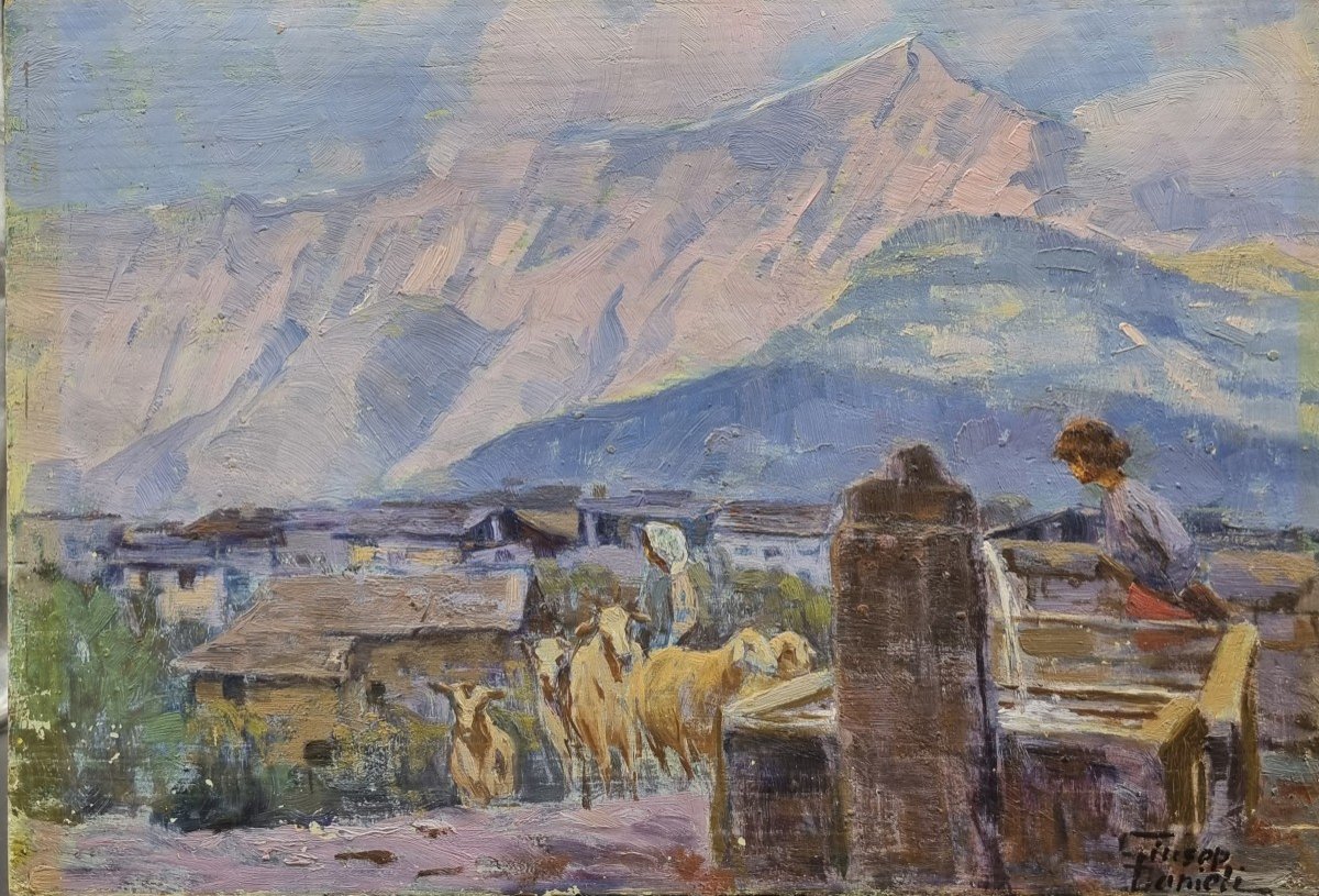 Paesaggi montani del Cadore, olio su tavola
