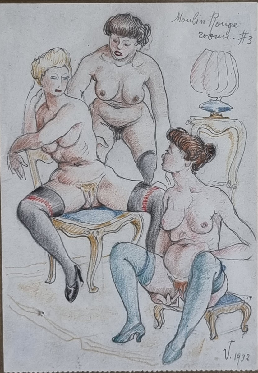 Serie di 25 disegni erotici attribuiti ad Alberto Vargas, anni '30
